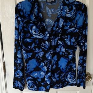 Jones New York Women's Blue Floral Top